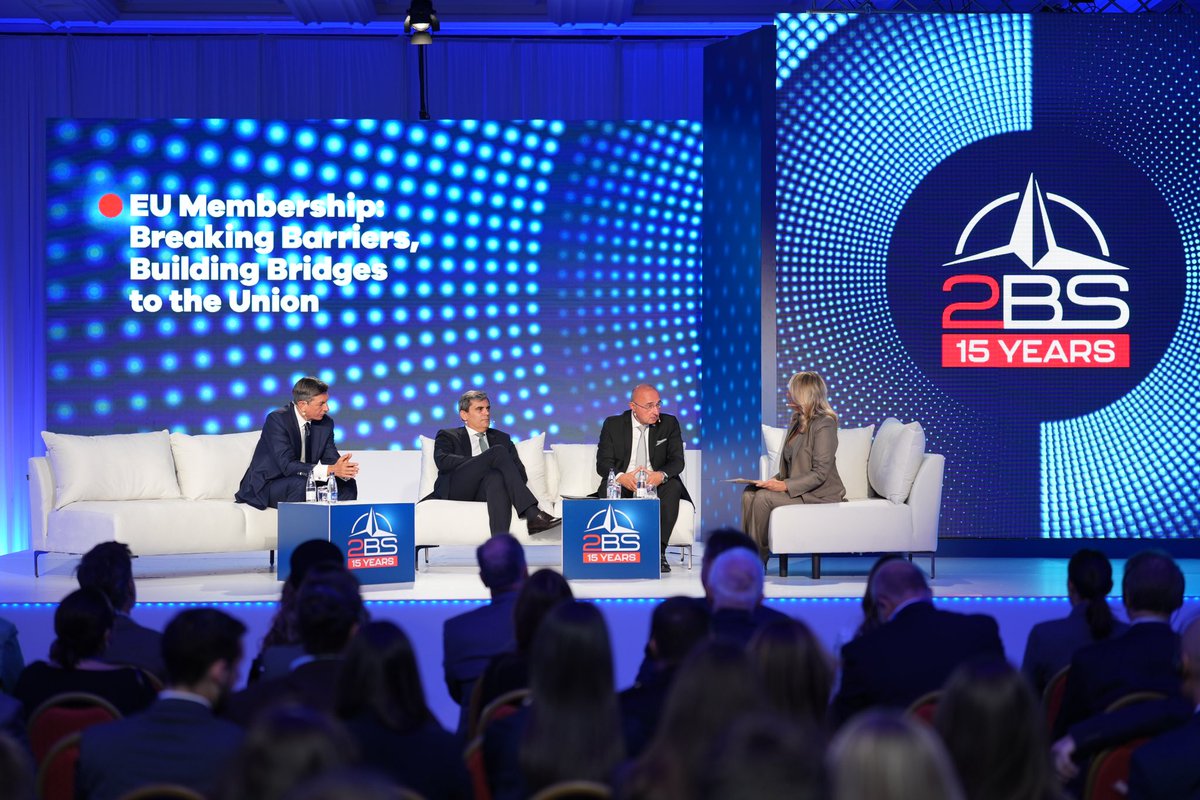 MFA_MNE's tweet photo. At the 15th #2BSForum @acm_ascg, DPM & FM Ibrahimović underlined ⤵️

🔹 #EU🇪🇺 membership – 🇲🇪’s strategic imperative and long-term guarantee of stability & prosperity
🔹 Enlargement as a geopolitical necessity and security investment
🔹 Regional cooperation and resilience - key safeguards against external threats

🤝 With 🇭🇷 FM @grlicradman, reaffirmed commitment to reconciliation and paying tribute to victims of retrograde ideologies.