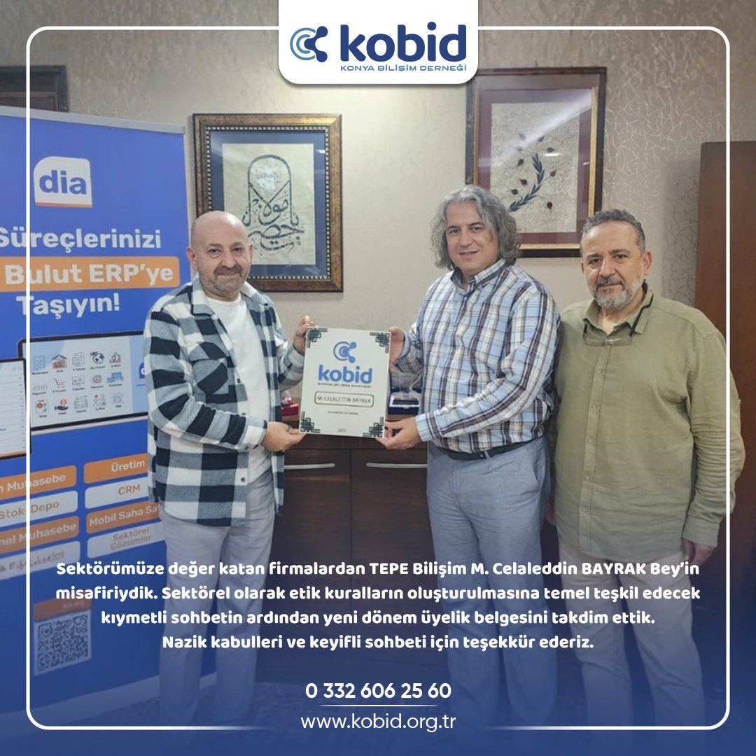 Sektörümüze değer katan firmalardan TEPE Bilişim M. Celaleddin BAYRAK Bey’in misafiriydik. Sektörel olarak etik kuralların oluşturulmasına temel teşkil edecek kıymetli sohbetin ardından yeni dönem üyelik belgesini takdim ettik.
Nazik kabulleri ve keyifli sohbeti için teşekkür ed.