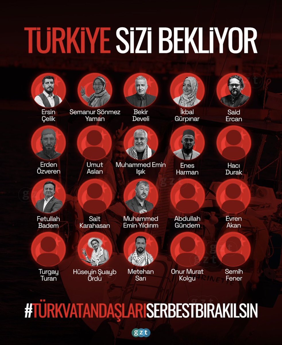 UstndgRf's tweet photo. Siyonist terörist korsan şerefsiz İsrail tarafından alıkonulup zindana atılan Sumud Filosu aktivistlerine destek verelim

"Aktivistler serbest bırakılsın"

"#FreeTheActivists"
#FreeTheActivists https://t.co/Yul6hholp9