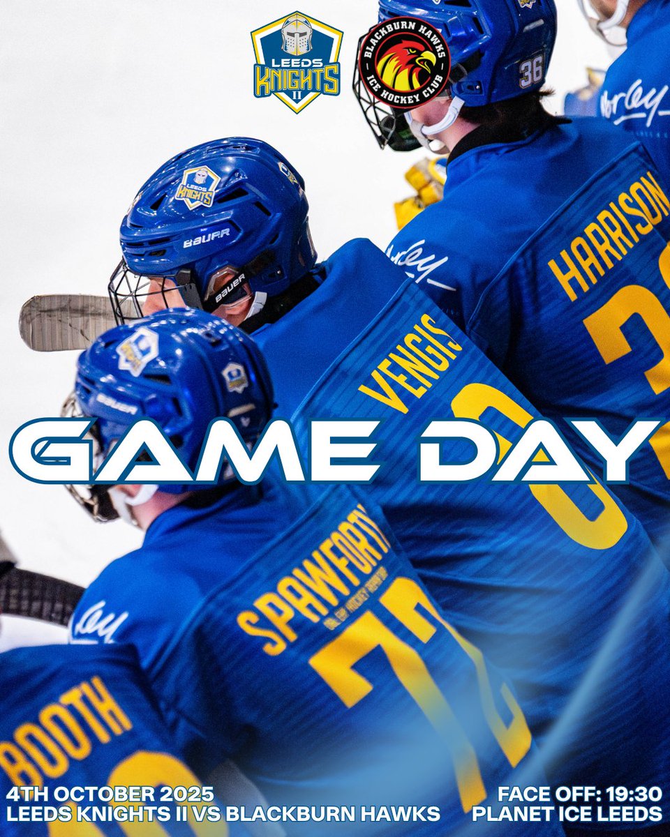 🚨IT'S GAMEDAY KNIGHTS II FANS! 🚨

Your Leeds Knights II are back at the Castle tonight as we take on the Blackburn Hawks - will you be there?

 ✅Secure those tickets 
📣Get loud and proud! 
🏒Let's have a great night of hockey 

#WeAreKnights

📸Kev Bland Photography