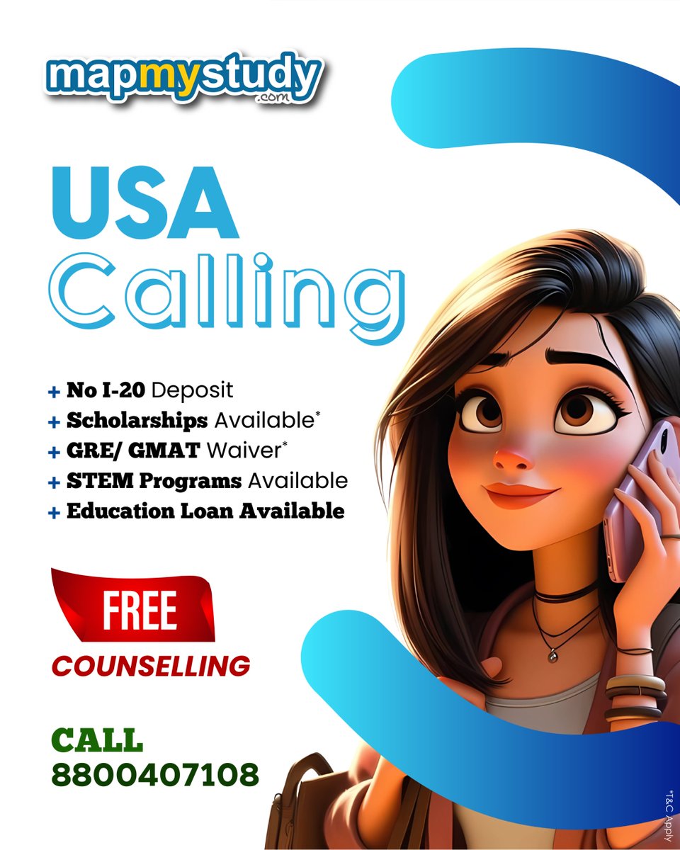 MapMyStudy's tweet image. USA Calling — Your Study Abroad Dream Starts Here!
Take the next step toward your American dream with FREE Counselling!

Your future in the USA is just one call away 🚀

📞 Call Now: 88004-07108
#USvisa #MapMyStudy #StudyAbroad