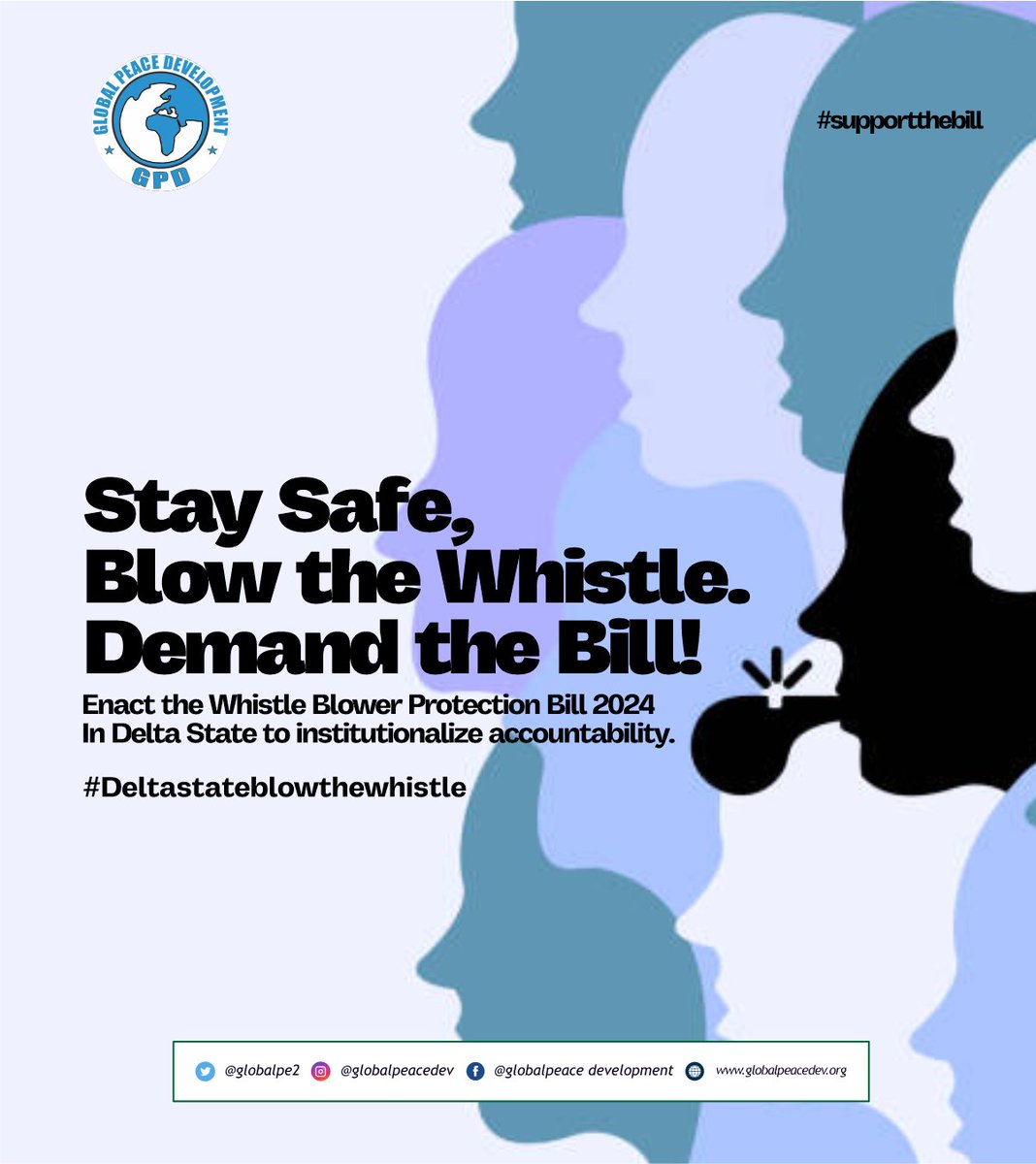 globalpe2's tweet photo. The fight for a transparent Delta State starts with protecting those who speak up. Join us in demanding the Whistle Blower Protection Bill 2024 be passed NOW. Your safety and our state's funds depend on it.
#deltastateblowthewhistle #globalpeacedevelopment #deltastategovernment https://t.co/XR8q2B4XKI