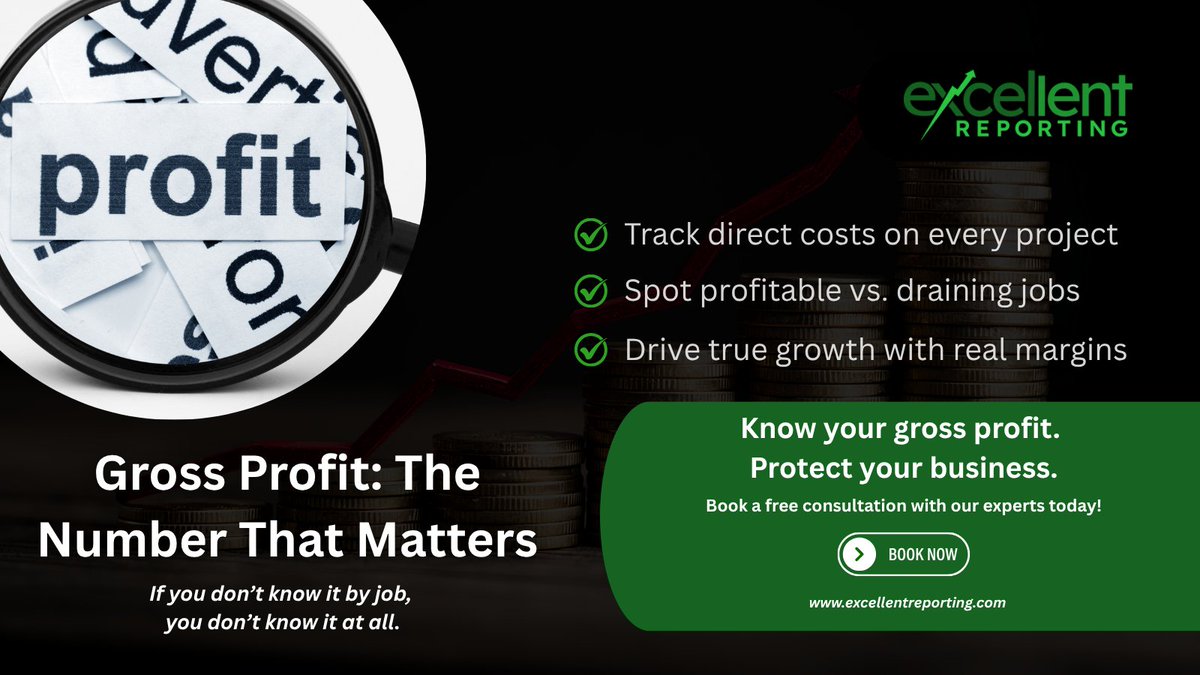 ExcellentR87671's tweet image. Revenue looks great—until you realize costs ate the profit.

If you’re not tracking gross profit by job, you might think a project is successful when it’s actually draining cash.
Direct costs matter. Gross profit tells the truth.

#GrossProfit #BusinessFinance #ProjectAccounting