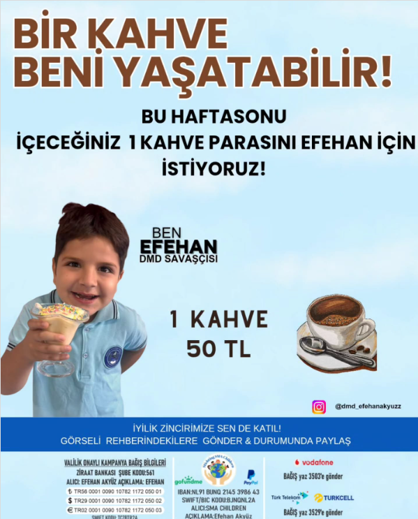 Efehana 1 kahve parası ile umut olabilirsiniz. 
Efehanın tedavisine kavuşması için sizlere ihtiyacı var. 

#patlama #Gaziantepte2024EkAtama #arkasokaklar