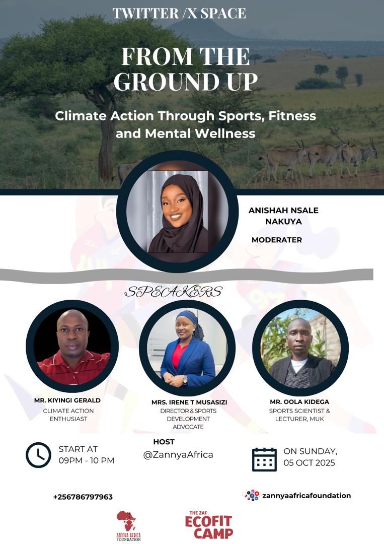 ZannyaAfrica's tweet photo. 🌍✨ Join us this Sunday for an inspiring X Space: From The Ground Up – Climate Action Through Sports, Fitness & Mental Wellness! 💪🏾🌱🧠
Let’s explore how sports and wellness can drive climate action and build a healthier future. #EcofitCamp #ClimateAction #Sports4Development https://t.co/Svc5E26h1a