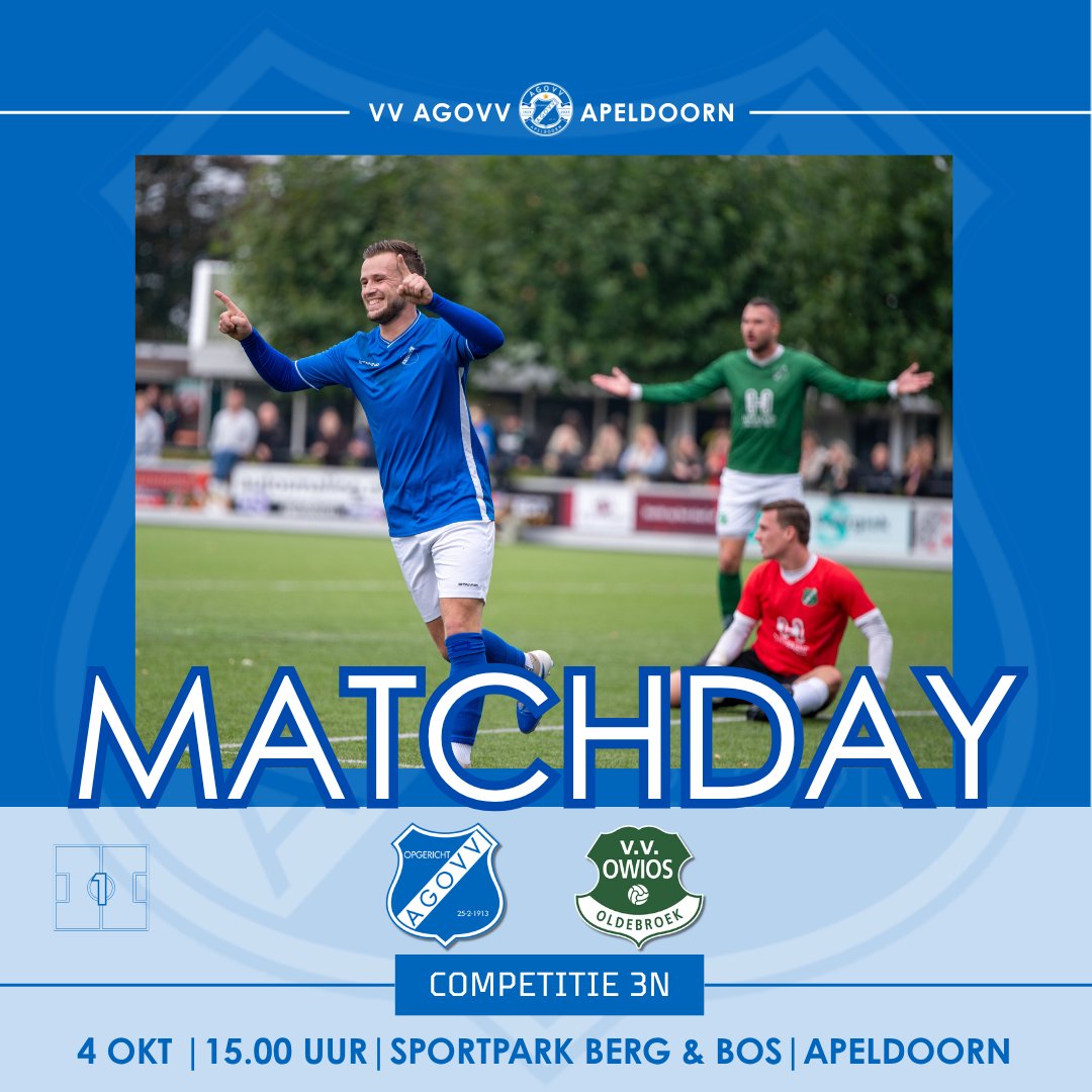 𝕄𝔸𝕋ℂℍ𝔻𝔸𝕐 ⚽️ | AGOVV ontvangt angstgegner OWIOS

⚔️ <a href="/OWIOS/">v.v. OWIOS Oldebroek</a>
🕒 15.00 uur 
🏟 Berg en Bos 
👮‍♂️ V Lanzilloti
📝 Voorbeschouwing ⬇️
agovv.nl/113/39057/uits…
