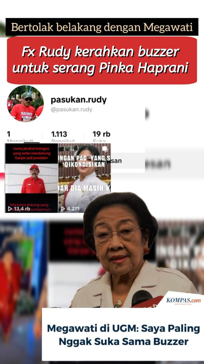 Emang rudy ini gak tau diri banget yaw.... 🤔.

Bu Mega bilang dengan lantang benci dengan Buzzer, tapi kenapa rudy pakai buzzer buat nyerang Pinka ??