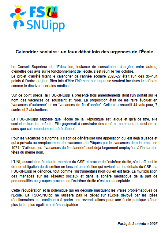 Face aux réactionnaires de tous bords, nous continuerons de défendre une école laïque plus juste, plus égalitaire et émancipatrice !