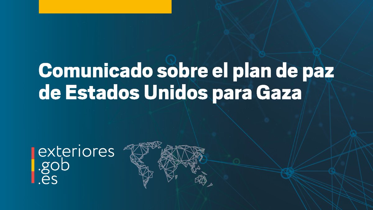 La aceptación del plan de Estados Unidos por Hamas es un paso para avanzar hacia la paz.

España reitera el llamamiento a las partes a comprometerse con el alto el fuego definitivo y a poner fin a la violencia y el sufrimiento en Gaza.

🔗
exteriores.gob.es/es/Comunicacio…