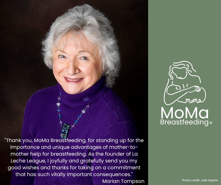 MoMaBfing's tweet image. We feel honoured to have the support of the inspirational Marian Tompson and were delighted that she was more than happy to give us a quote for our website. Thank you, Marian, for all that you have done for breastfeeding mothers and babies everywhere.