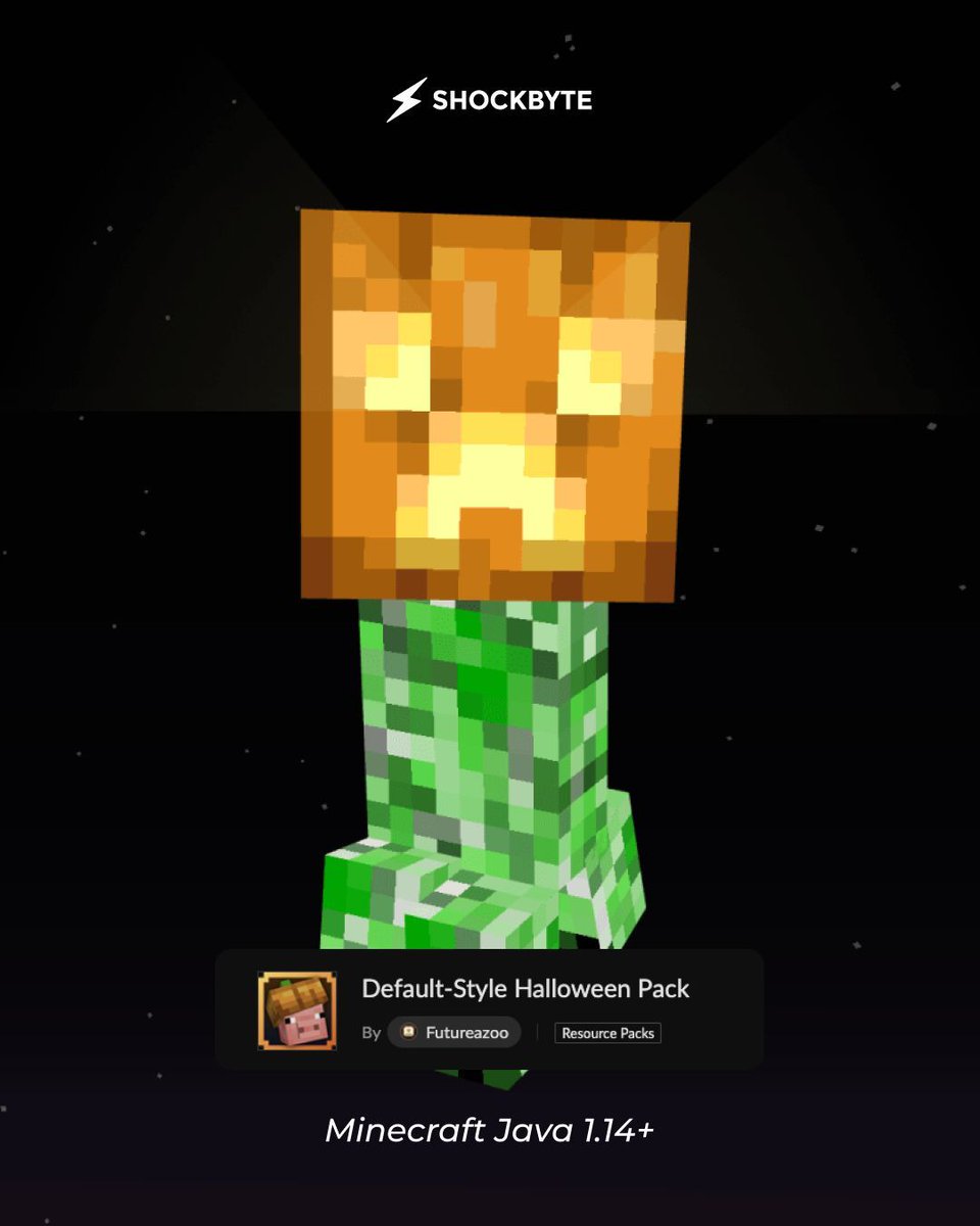 Shockbyte's tweet image. Halloween is creeping up fast… 🧟
From gravestones to candy loot, this pack turns your server into a haunted adventure.
🎮 Version: Minecraft Java 1.14+
#minecraft #minecraftupdate #minecraftjava #minecraftresourcepack #minecrafters