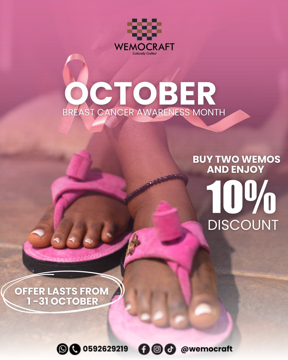 wemocraft's tweet photo. 🎀 Remember, early detection saves lives!
Join us in marking Breast Cancer Awareness Month and take advantage of our special offer. Buy any two Wemocraft slippers and enjoy 10% off your purchase.
#BreastCancerAwareness #Wemocraft #StepWithPurpose #PinkOctober https://t.co/OUvbjY5QEv