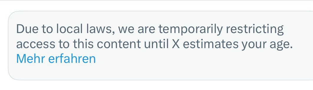 Der X Algorithmus zeigte mir bestimmte Posts nicht mehr an. Ich soll erst einmal nachweisen, dass ich über 18 bin. 

Deshalb sehe ich fast nur noch Hunde- und Katzenvideos. 

Ich habe aber keine Lust, meinen Perso hochzuladen! Wie geht ihr damit um?