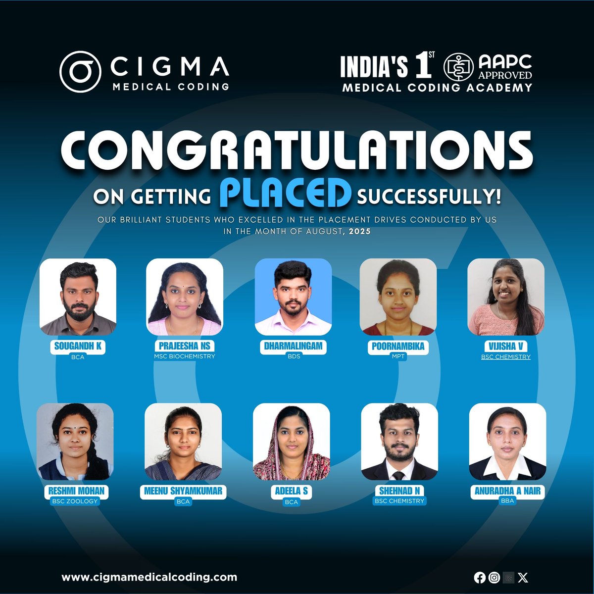 cigmahealthcare's tweet image. Unlocking Bright Futures: Our Placements Speak for Themselves
A huge congratulations to all our talented coders who’ve landed amazing opportunities through Cigma!
Your commitment and hard work have paved the way to a rewarding career in medical coding.
#MedicalCoding