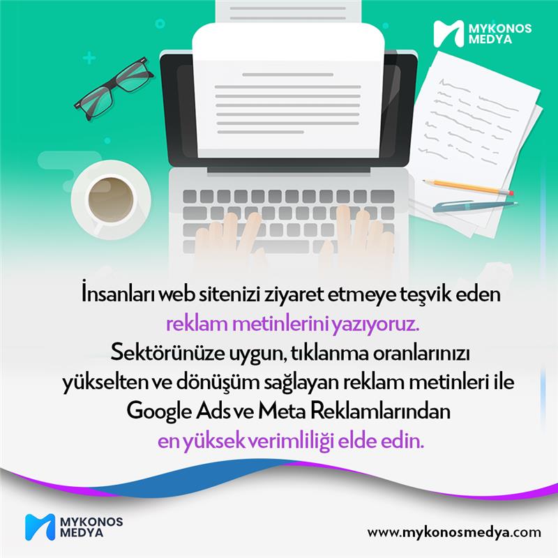 Mykonos -  Satış Yapan Reklam Metinleri 

İnsanları web sitenizi ziyaret etmeye teşvik eden reklam metinlerini yazıyoruz. Sektörünüze uygun, tıklanma oranlarınızı yükselten ve dönüşüm sağlayan reklam metinleri ile Google Ads ve Meta Reklamlarından en yüksek verimliliği elde edin.