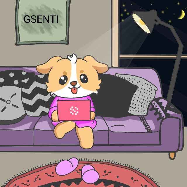 mamona340's tweet photo. Dobby sits on the purple couch in his pink outfit, hugging his laptop under the warm lamp light 🐶
@SentientAGI

#SentientAGI #sentient https://t.co/Mtu9r9xit2