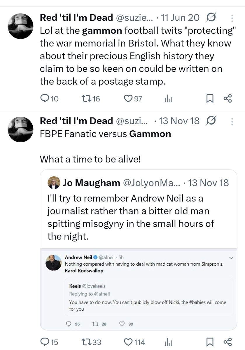 Rebartic's tweet photo. @suziegeewizz Even before I executed the search, I knew you'd be a frothing at the mouth,  low IQ, racist dimwit. https://t.co/5W2SOr9BSz