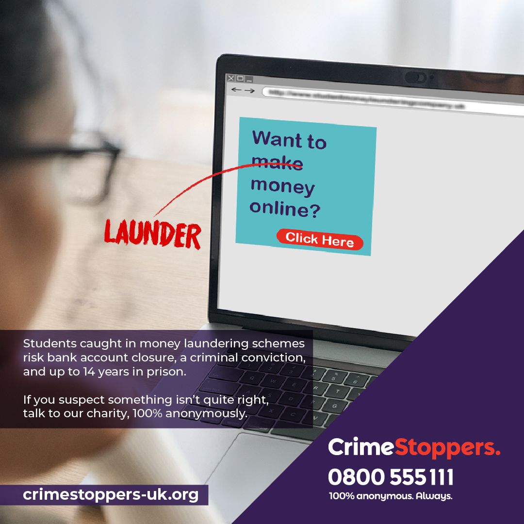 CS_Glos's tweet image. The cost-of-living crisis has made students increasingly vulnerable to criminal exploitation. Laptops and mobile phones are common targets for theft.

Know someone targeting students to steal their valuables? Contact our charity. 100% anonymous. Always. bit.ly/4o100Ou