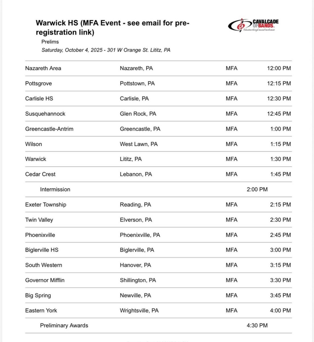 Cedar Crest Band tweet media