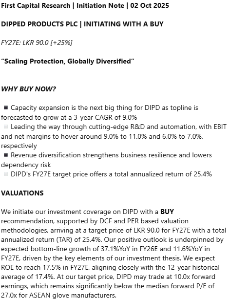 Channa_Amare's tweet photo. @AJ81553904 @jawfer_ishaq @lbnbusinessnews @Thisal92 @MHMabu1964 First Capital Research releasing a 'BUY' report on #DIPD with a Rs90 target price by FY27E may have helped ...

Full report available on their WhatsApp channel

#CSE #lka https://t.co/7vacGMtwte