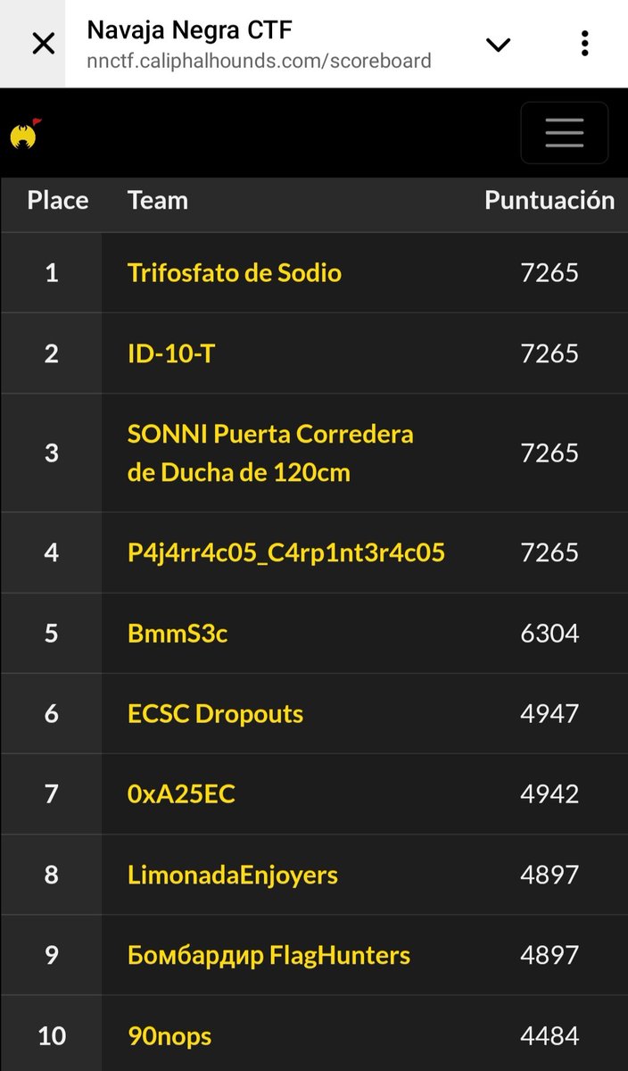 Entrega de premios a los ganadores del CTF de la 'Navaja Negra Conference'. ¡Enhorabuena! 💪 

Registro: nnctf.caliphalhounds.com
Discord de la competición: discord.gg/tkBS6FZPA5

#NN2025 🖤💛