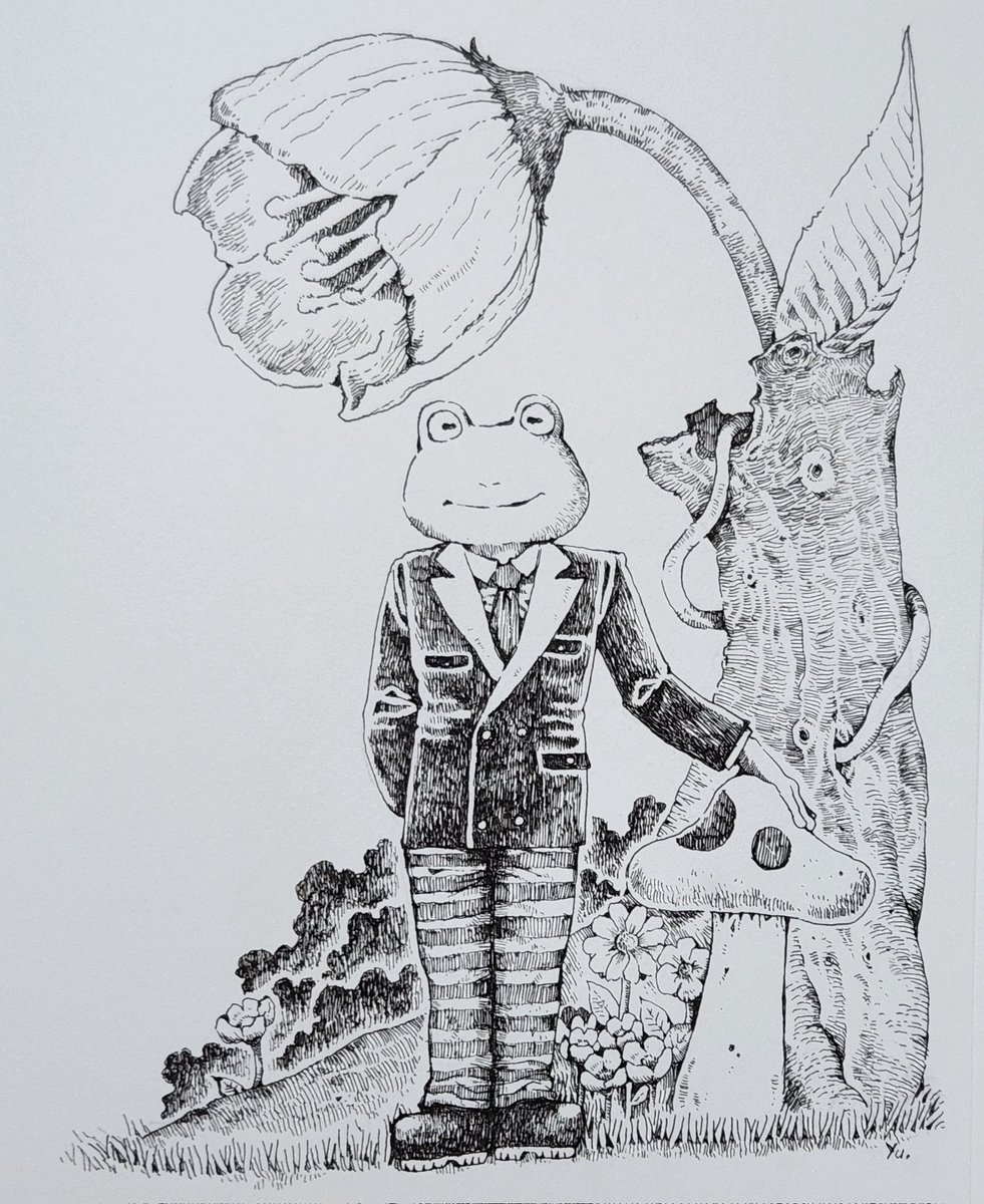 花とカエル
#illustration #pencilart #アナログイラスト #ペン画