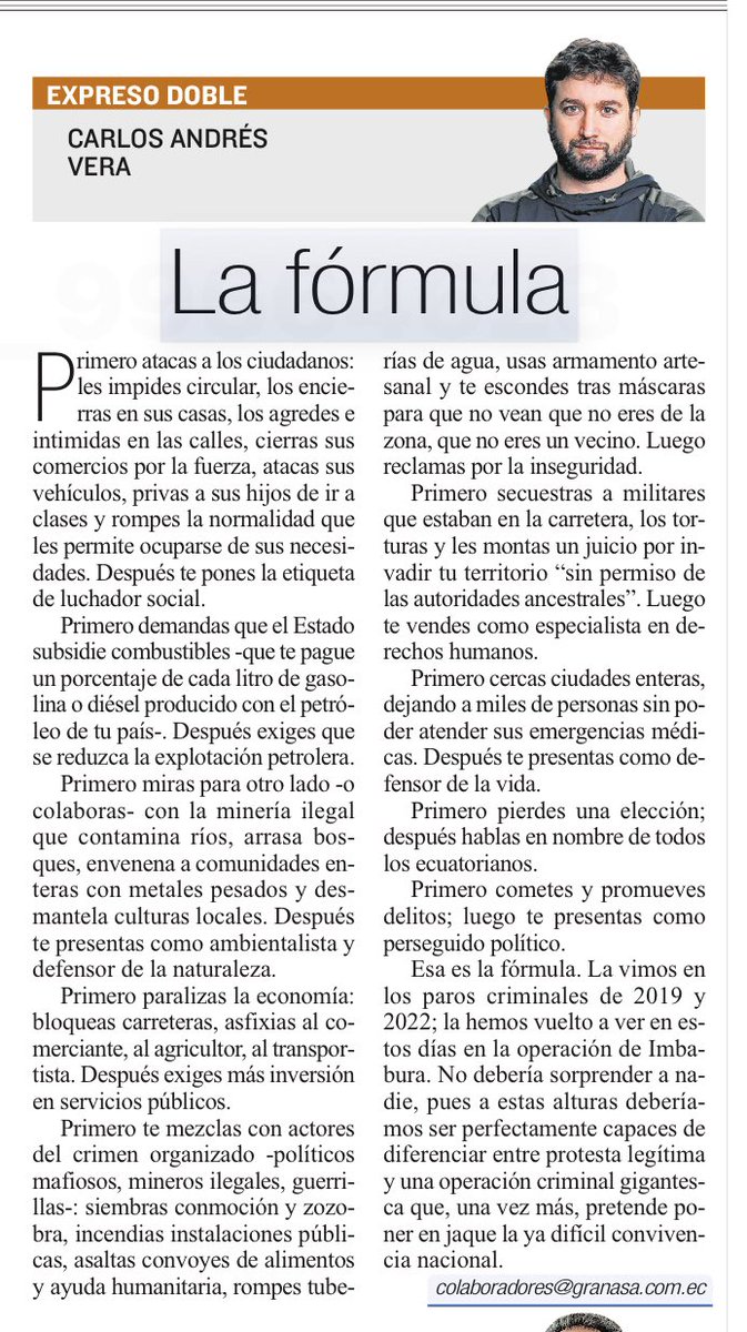 El cinismo nivel ninja tiene una fórmula que se pone en práctica en cada paro desde 2019. 

Hoy, en <a href="/Expresoec/">Diario Expreso</a>