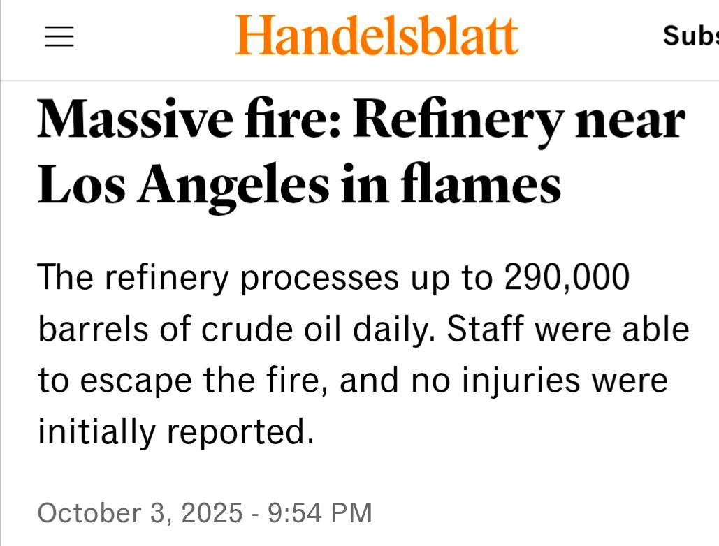 JackStr42679640's tweet photo. To bring the UAV strike at the 🇷🇺 2nd largest oil refinery #Kirishi, Leningrad Oblast overnight in conjunction w/h the incident at the 2nd biggest U.S. refinery in #ElSegundo, outside LA on Oct 2, we have an clue that Trump really got orders to hit #Russia "deep inside", he said
WorldWarIIIInfo