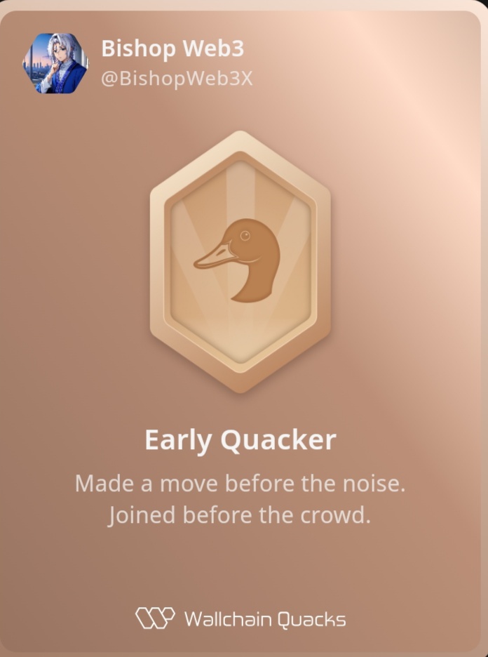 BishopWeb3X's tweet photo. Just unlocked the Early Quacker on @wallchain_xyz 🏆

How cool is that?

Feels great to have my contributions recognized.

How’s Wallchain Quacks been treating you so far?

Not on board yet? Drop a comment for an invite 👇🦆 https://t.co/QWm1GEWdkR