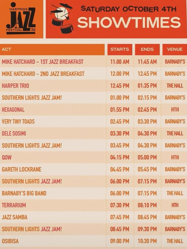 MelGaynor_'s tweet photo. TODAY!
Mel is drumming for the legendary Afro-Rock band Osibisa, live at the Hastings Jazz Festival 2025!
. Doors: 8:30pm.
. Show: 9:00pm.
. Venue: Henry Ward Hall, His Place Church, Robertson Street, Hastings, TN34 1HL
#Osibisa #Hastings #HastingsJazzFestival #MelGaynor #UK https://t.co/rtgTalhltL