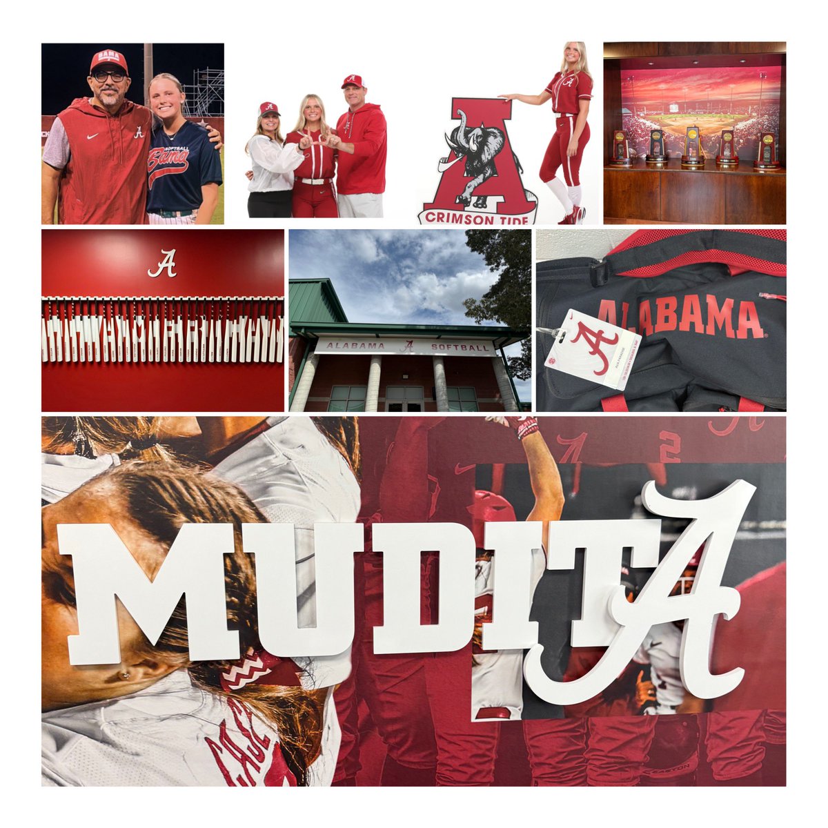 I am blessed to announce my athletic and academic commitment to play softball at The University of Alabama. So honored to be part of the Bama family! ROLL TIDE ROLL❤️Mudita!
<a href="/AlabamaSB/">Alabama Softball</a> 
<a href="/UACoachMurphy/">Patrick Murphy</a> 
<a href="/RyanIamurri32/">Ryan Iamurri</a> 
<a href="/j12ray/">jonathan ray</a> 
<a href="/AGTFREEMAN16u/">Athletics Gold Tamborra/Freeman18u</a> 
<a href="/AGTamborra/">AthleticsGoldTamborra</a> 
<a href="/MontanaFouts/">Montana Fouts</a>