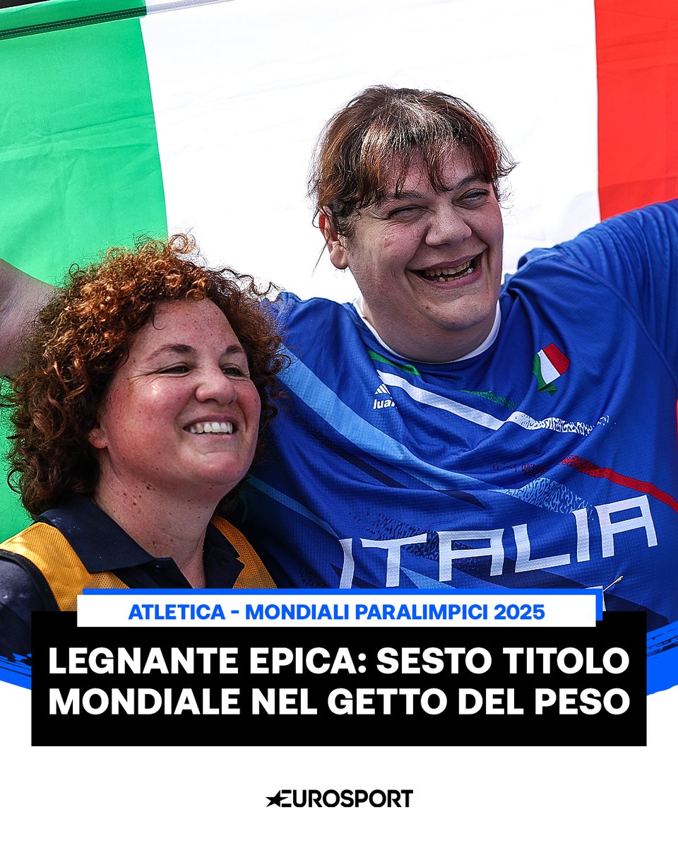 UNA VERA LEGGENDA! 🇮🇹⭐

Assunta Legnante è Campionessa del Mondo nel getto del peso (categoria F12) per la 6a volta in carriera!

Aveva già vinto l'argento nel disco la 47enne, adesso la medaglia più splendente che si aggiunge anche ai tre titoli Paralimpici già in bacheca 🥇💙