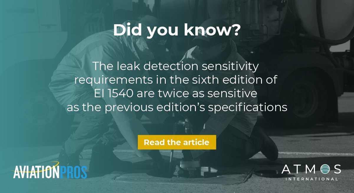 The leak detection sensitivity requirements in the <a href="/EnergyInstitute/">Energy Institute</a>'s EI 1540 sixth edition guidelines are twice as sensitive as in the previous edition: okt.to/KZoHus

<a href="/Aviation_Pros/">AviationPros</a>

#AirportOperations #AviationSafety #HydrantSystems #EI1540 #FuelManagement
