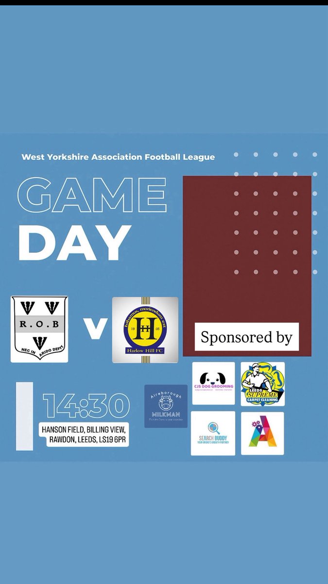 Game day ⚽️ 

Another big game ahead for the lads as they welcome <a href="/HarlowHillFC/">Harlow Hill FC 🏆</a> to Hanson Field 

After a win last time out, the boys are looking to continue the momentum into this weekends game!

Come down and support the lads