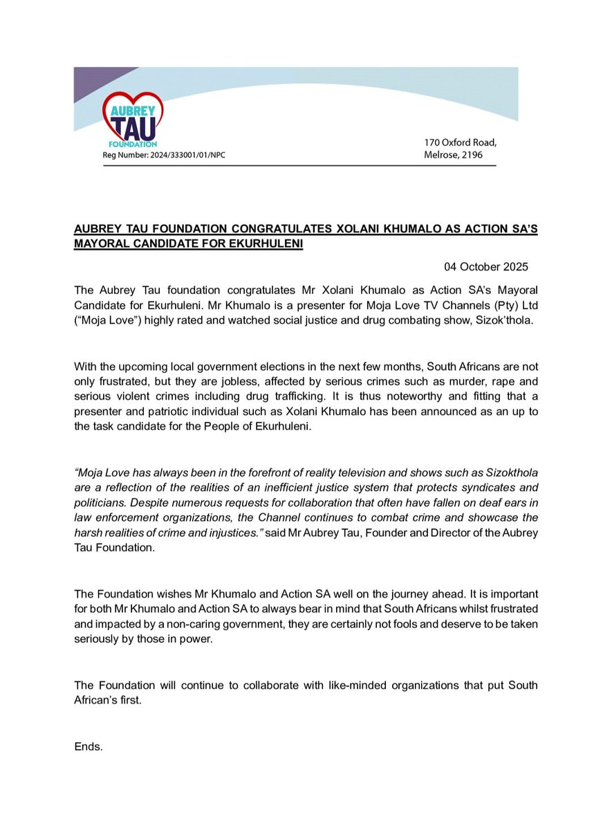 Aubrey Tau Foundation tweet media