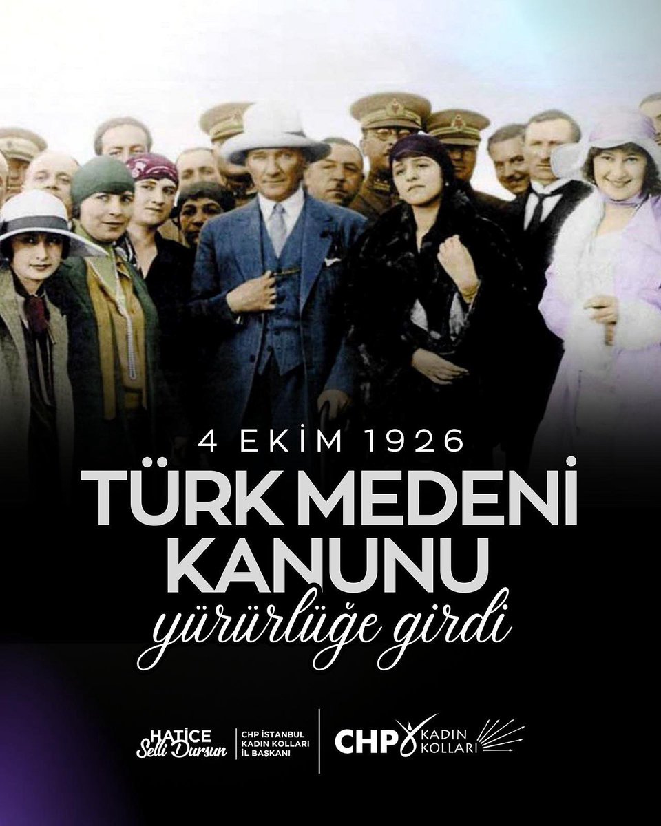 Türk Medeni Kanun’un yürürlüğe girişinin 99. yılını kutlu olsun. 

Kadınlara eşit yurttaşlık hakkı tanıyan; boşanma, miras ve toplumsal yaşamda eşitlik yolunu açan bu kanun, Cumhuriyetimizin en büyük kazanımlarındandır.

Kadınların eşit yurttaşlık hakkı ve Cumhuriyetin demokratik