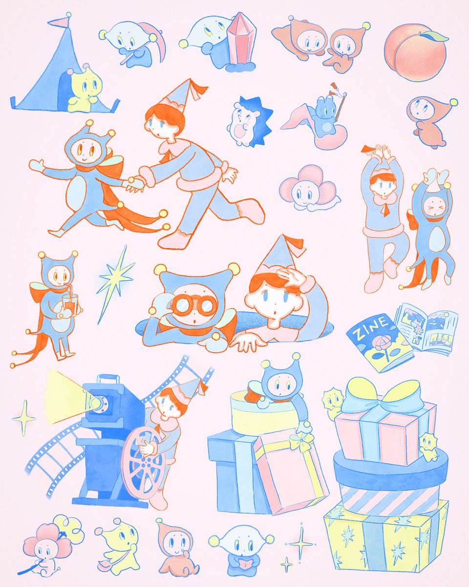 丘の向こうに森の映画祭のパンフレットに使っていただいたカットイラスト（一部抜粋）　本当に楽しかった🌷💨