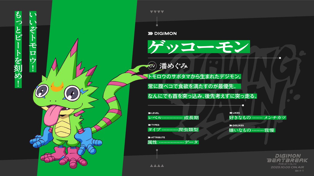 ◤キャラクター紹介◢ 『DIGIMON BEATBREAK』 ゲッコーモン(CV #潘 