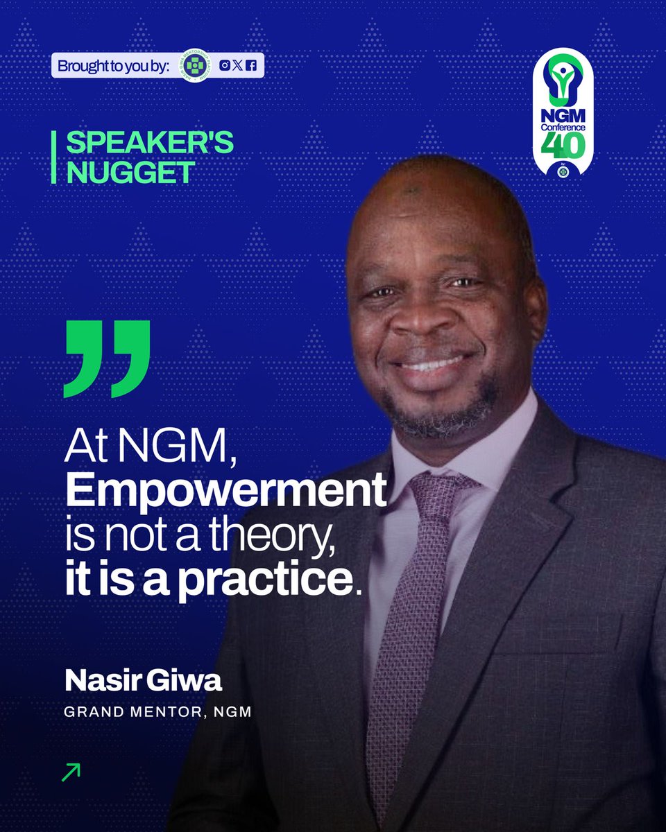 NGM_Platform's tweet photo. 💬 Speaker’s Nugget — Engr. Nasir Giwa
Words of wisdom from the Grand Mentor, NGM Platform. ⚡
#NGMConference4 #Leadership #Mindset #Innovation #Growth https://t.co/nk6JwVbYmi