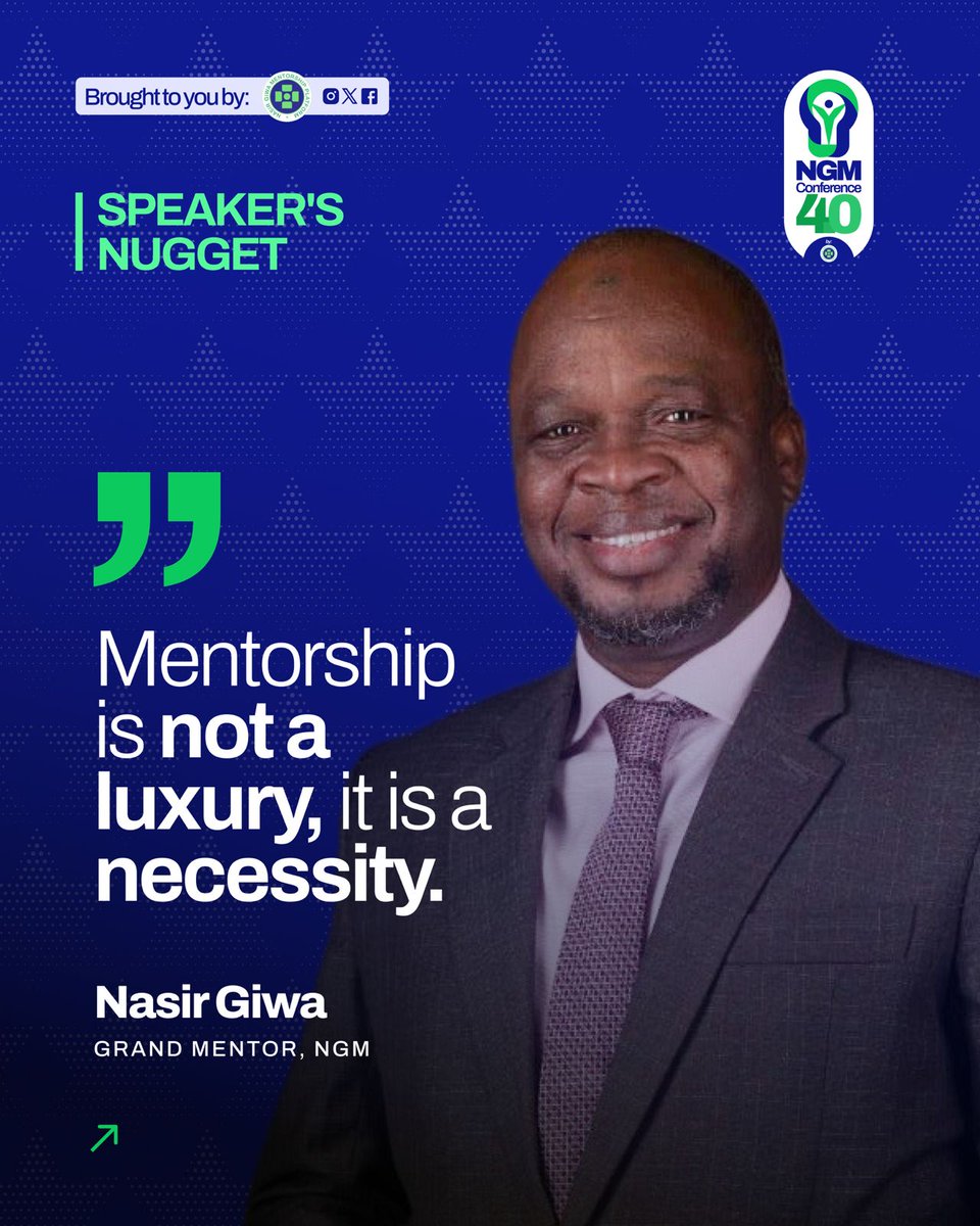 NGM_Platform's tweet photo. 💬 Speaker’s Nugget — Engr. Nasir Giwa
Words of wisdom from the Grand Mentor, NGM Platform. ⚡
#NGMConference4 #Leadership #Mindset #Innovation #Growth https://t.co/nk6JwVbYmi