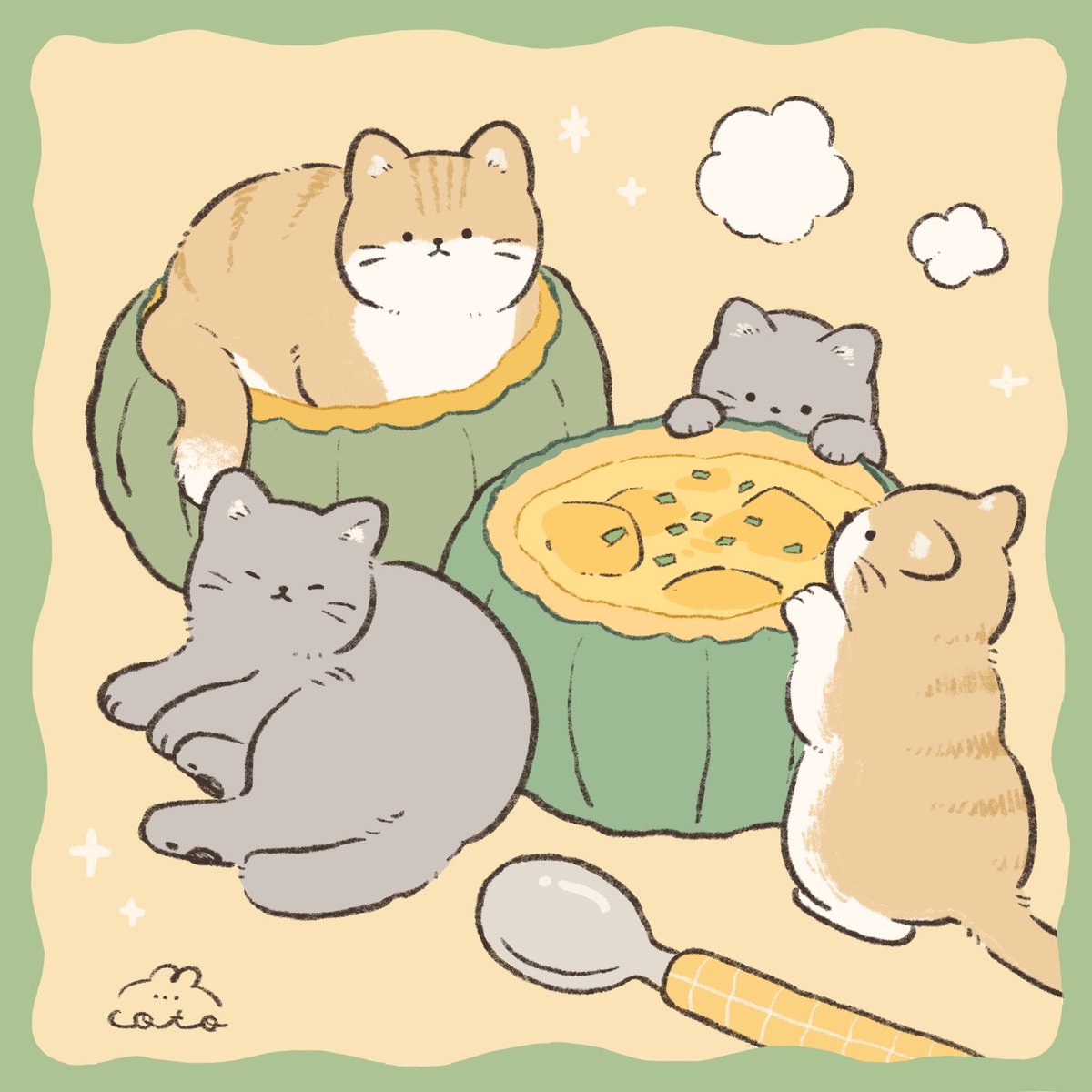 かぼちゃスープとねこ🥣🐈