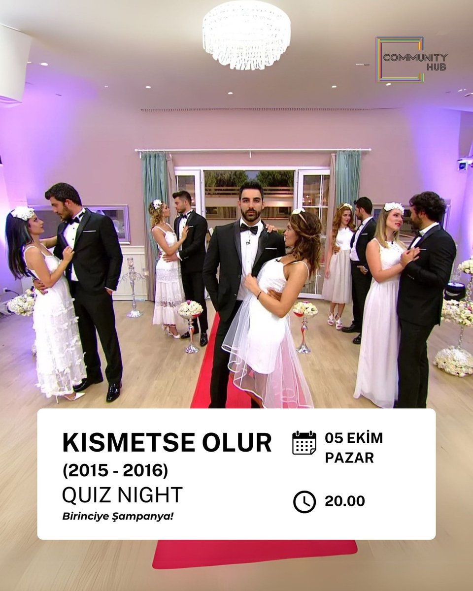 Eser'in favori repliğini hatırlıyorsan bu etkinlik tam sana göre!

Kısmetse Olur Quiz Night 5 Ekim Pazar günü Community Hub Alt Kat'ta!
🎟️Biletlere bio’muzda bulunan Bubilet linkinden ulaşabilirsin.
#kismetseolur