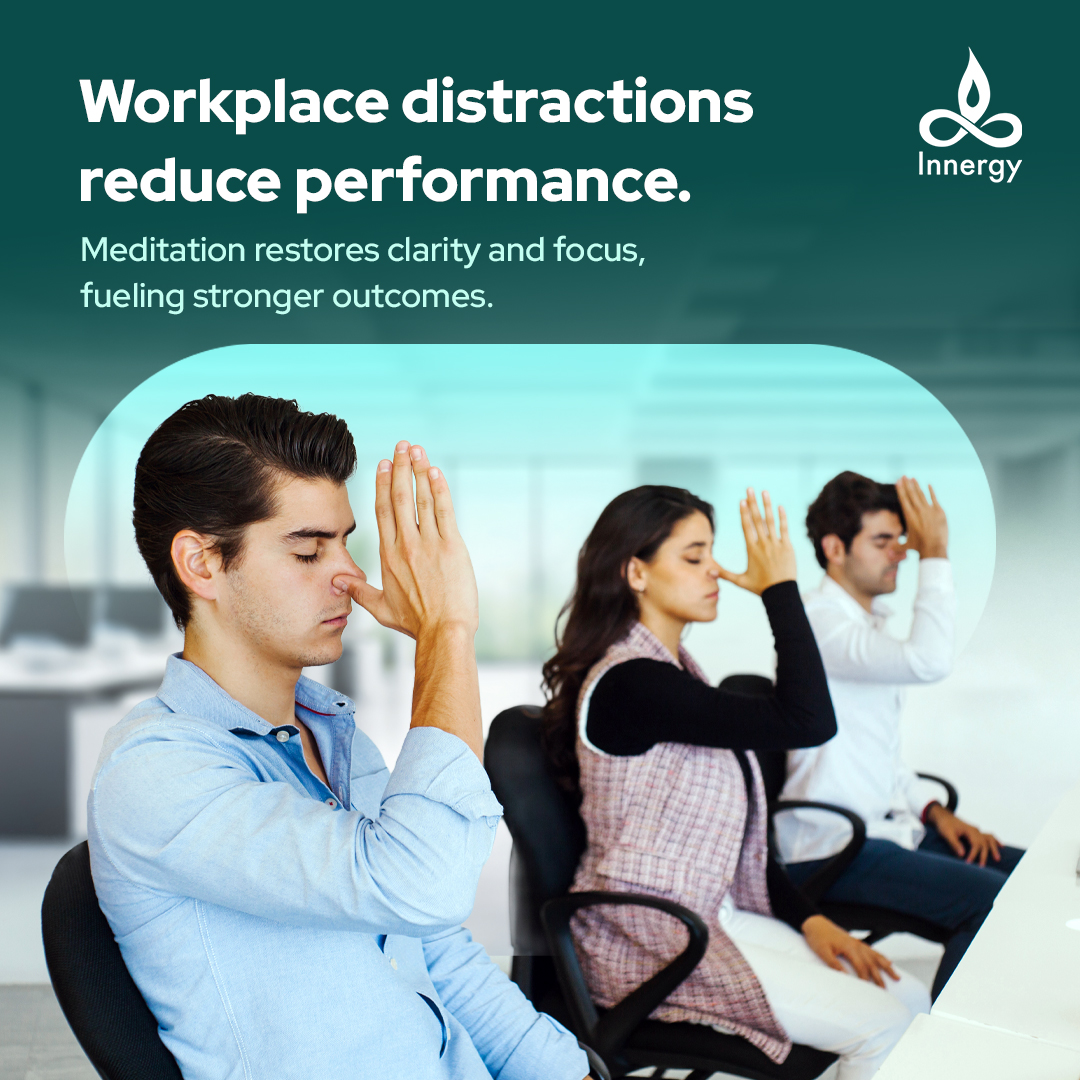 innergyapp's tweet photo. Distractions are everywhere at work — but clarity is always within reach.

Meditation isn’t a pause from performance; it’s what sustains it. With Innergy, focus becomes a daily habit, and better outcomes follow naturally.

#Innergy #WorkplaceWellbeing #EmployeeEngagement #LeadershipDevelopment #MindfulnessAtWork #FutureOfWork #TeamPerformance
