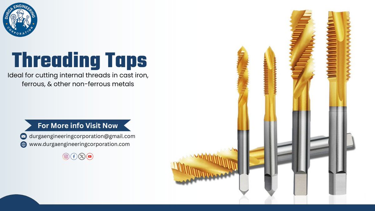 durgaenggcorp's tweet photo. Threading taps 
 Whatsapp: +91-9815583222
 Email: durgaengineeringcorporation@gmail.com
 #HSSTaps #ThreadingTap #Manufacturing #IndustrialTools #HSSThreading #cuttingtoolmanufacturer #CuttingTools #ThreadTaps #hss #hsscuttingtools #pti #durgaengineeringcorporation https://t.co/pt7JMSygPG