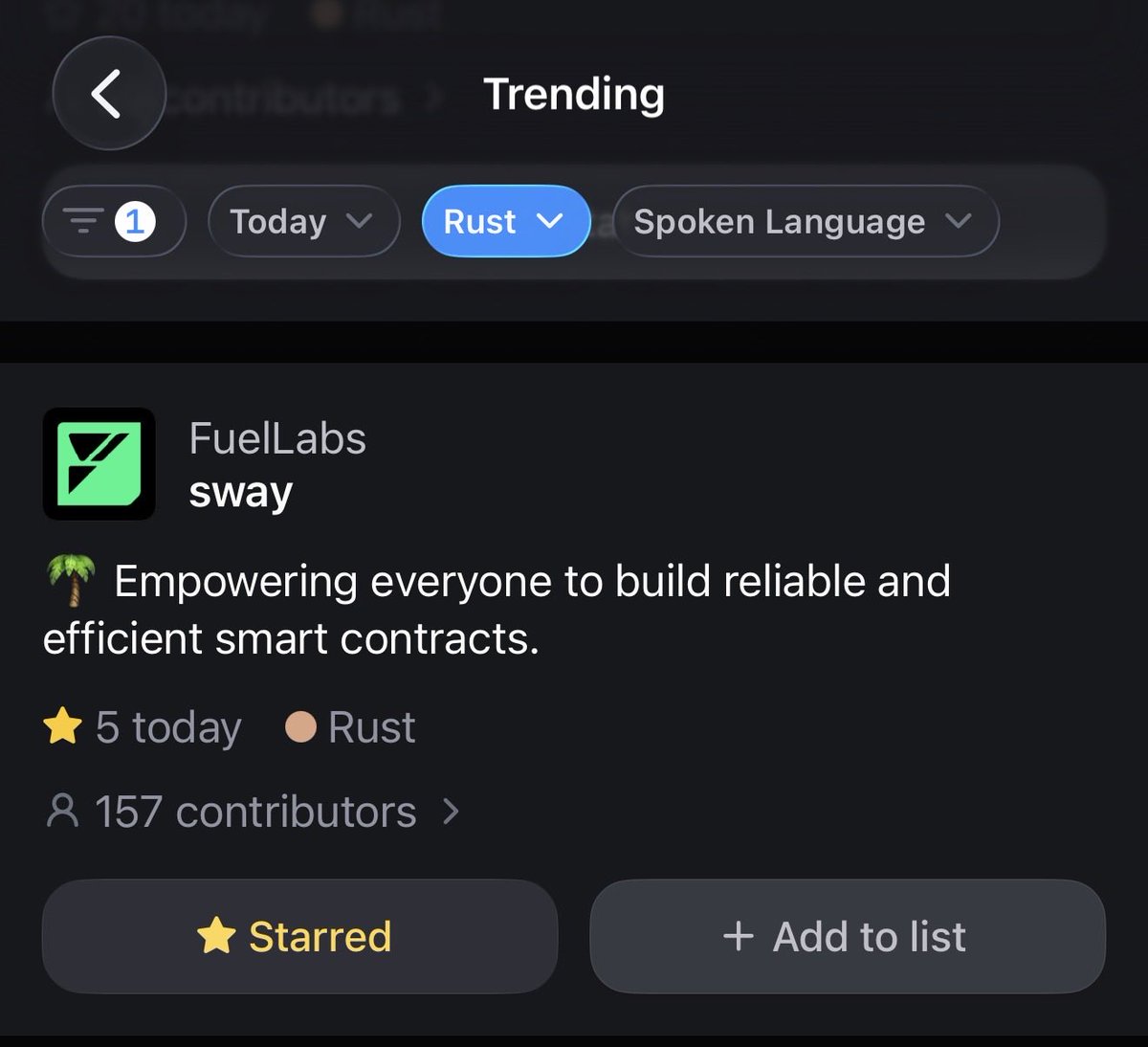 Fuel has a $30m mcap, so why is it a trending rust repo on Github (monthly, weekly, daily)? I guess the value devs see in it does not correlate with traders, but probably because traders haven’t felt the outputs of those devs (yet)