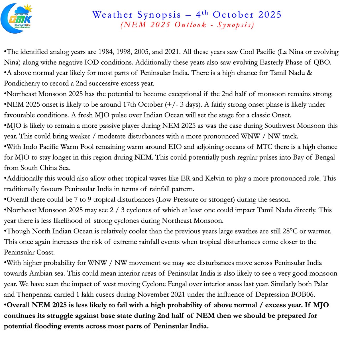 Chennai Rains (COMK) tweet media