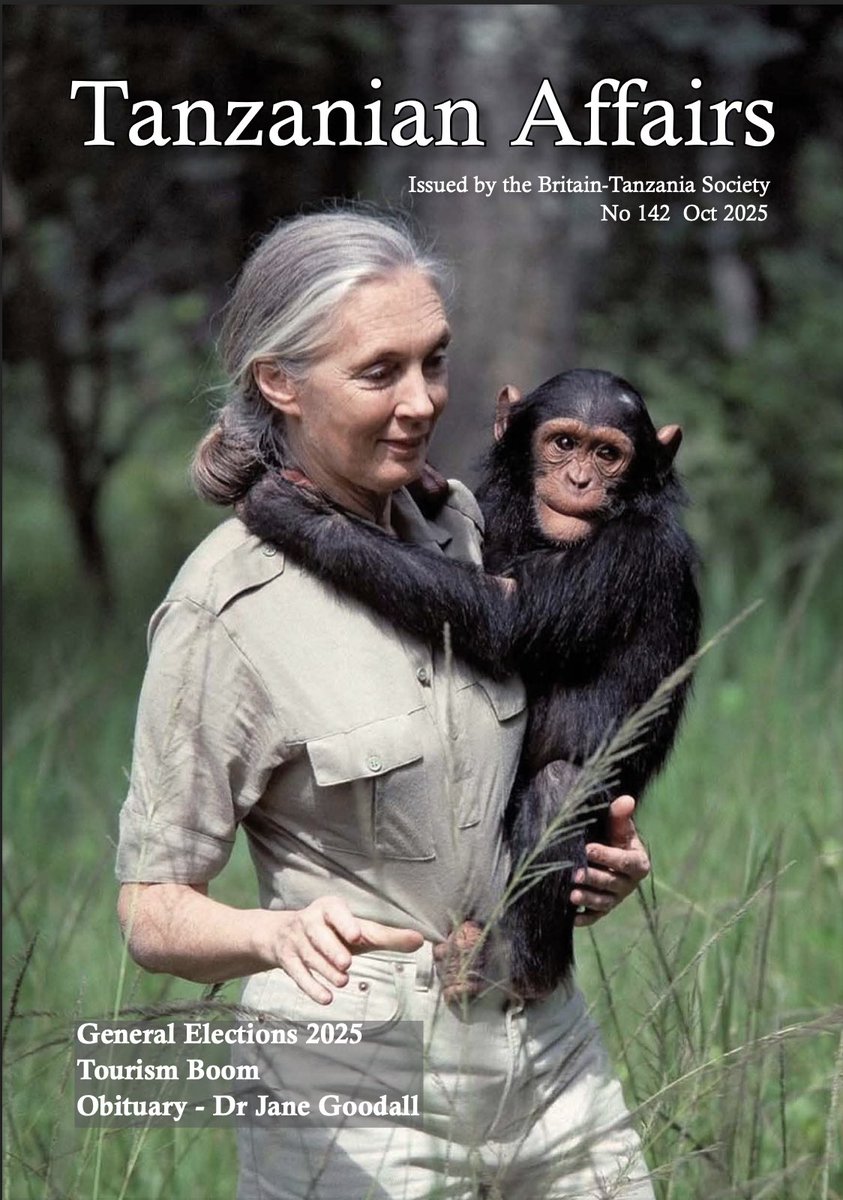 BritTanzSoc's tweet photo. The latest issue of Tanzanian Affairs is now live on the Britain Tanzania Society website, free for members through the usual members only page, featuring a tribute to Dr Jane Goodall. https://t.co/poAVC0Kw9B