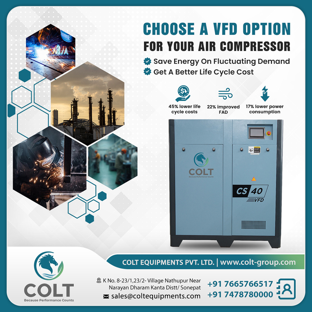 Colt_Equipment's tweet image. ⚡️💨 Choose Smart. Choose VFD for Your Air Compressor! 💨⚡️

🔧 Because Performance Counts.
•
Contact us today and take your industry efficiency to the next level.
📞 +91 7665766517 | +91 7478780000
🌐 colt-group.com
•
•
#ColtEquipments #AirCompressor #VFDTechnology