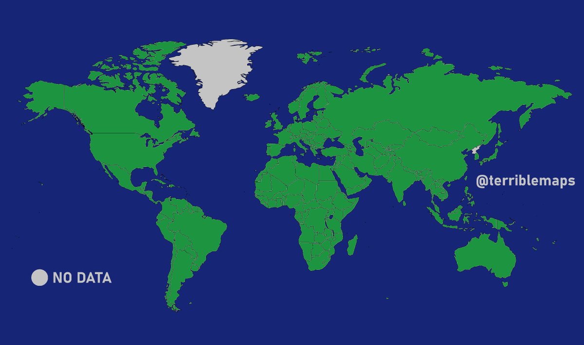 TerribleMaps's tweet photo. Interestingly, more people live in the green area than the blue area https://t.co/ehlOS9NF6r