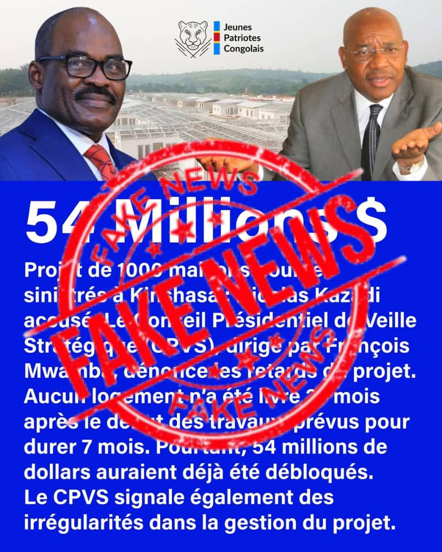 Bev_TSHIMINYI's tweet photo. #Urgent 🚨 🚨 🚨 #Urgent

Le CPVS du doyen @FrancoisMuamba rejette avec la plus grande fermeté les méthodes mafieuses du camp #Alingete, qui s’emploie à salir l’honneur d’hommes intègres du régime en répandant mensonges et calomnies. L’objectif est clair : semer la confusion entre ces serviteurs dévoués de la République et le peuple congolais qu’ils n’ont cessé de défendre et servir avec loyauté.

Aucun rapport du CPVS n’a été publié concernant le projet des #1000maisons, et aucun détournement n’a été constaté. Ce qui circule actuellement sur les réseaux sociaux n’est qu’un tissu de faussetés, une campagne de désinformation et de diabolisation orchestrée par des esprits malveillants, visiblement dérangés par l’intégrité de l’honorable @nskazadi, dont le sérieux et la droiture dérangent les calculs de certains clans mafieux.

#NB : Ne consommez pas ces rumeurs toxiques, elles nuisent gravement à la santé de vos cerveaux.
#FakeNews #Manipulation #CPVS @JeanClaudekat2 @TOSHA_MUTOMBO @fatshi13 @AugustinKabuyaT